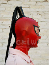  Latex coat headgear cos braid headgear Horsetail Braid Headgear Full Face Tight Bag Headgear Sexy Face Mask