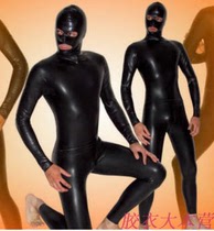 Latex coat with headtight clothing Latex Coat Gel Dress Sexy Men With Headgear Elastic Weight Loss Coat Bondage Rubber Clothing