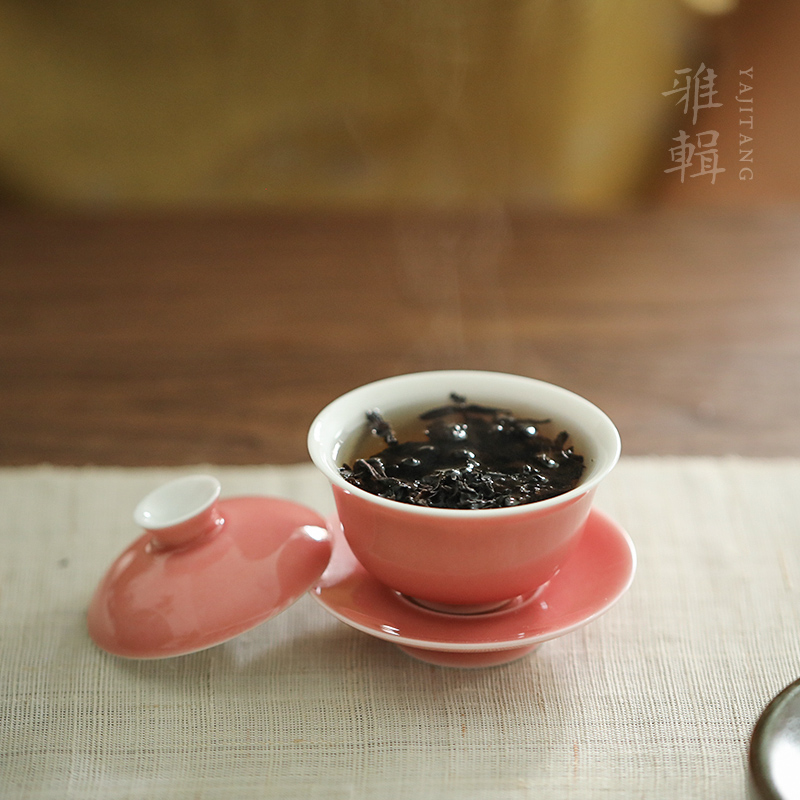 Yaji April Mineral Powder Glaze Mini Small Cover Bowl One Person Drinking Kung Fu Tea Set