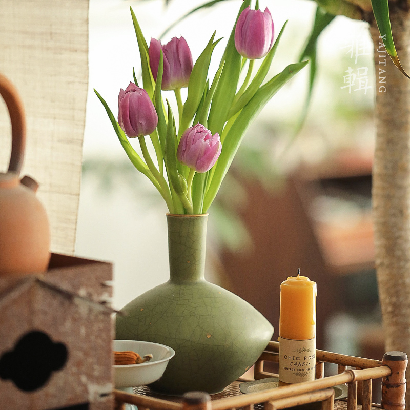 Yaji two-color painted gold olive vase flower arrangement daily tea mat flower arrangement Y