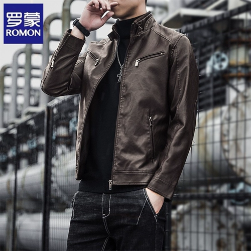 Элитная осенняя тонкая куртка, из натуральной кожи