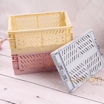  Korea ins Foldable storage box Stackable desktop sundries box Storage basket Stationery skin care products Macaron color