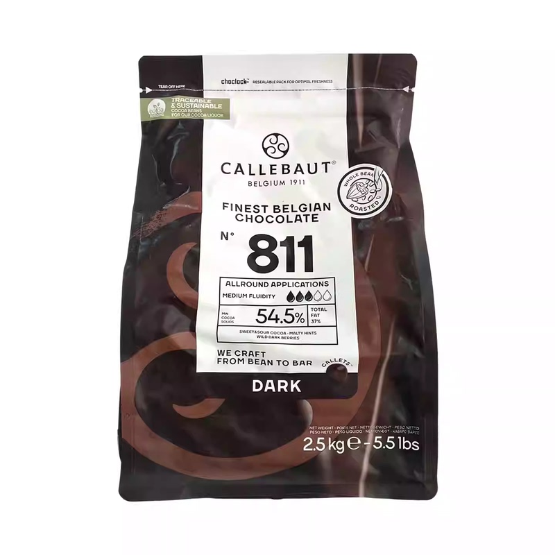 Callebaut Chocolate 54.5% Dark Chocolate 2.5kg Imported from Belgium for Home Use Cake Glaze Decoration Baking