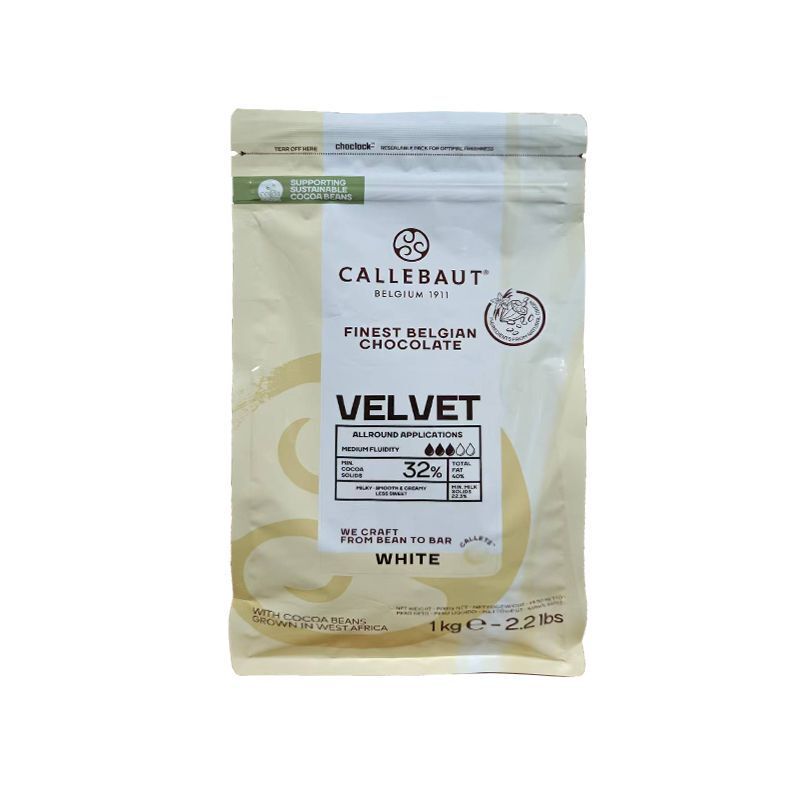 Callebaut Belgium Imported 32% White Chocolate Beans for Baking, Pure Cocoa Butter, 2.5kg Commercial Ingredient