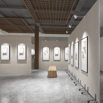 Mobile seamless calligraphy and painting display board promotional partition background board art museum stickers linen art exhibition wall screen