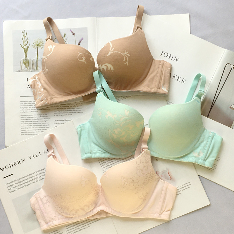 Clearance Genuine 2768H4 Comfortable Push-Up Low-V Patented Molded Cup Medium-Thick Cup Two-Row Buckle Women's Bra