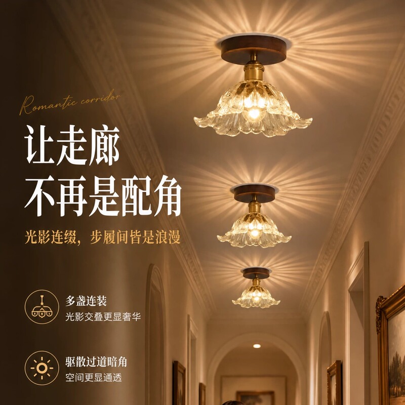 Corridor Lights, Hallway Entrance Lights, Antique-Style Solid Wood Glass Crystal Lights, Entryway Night Lights, Balcony Lights, Ceiling Lights Corridor Lights, Hallway Entrance Lights, Antique-Style Solid Wood Glass Crystal Lights, Entryway Night Lights, Balcony Lights, Ceiling Lights