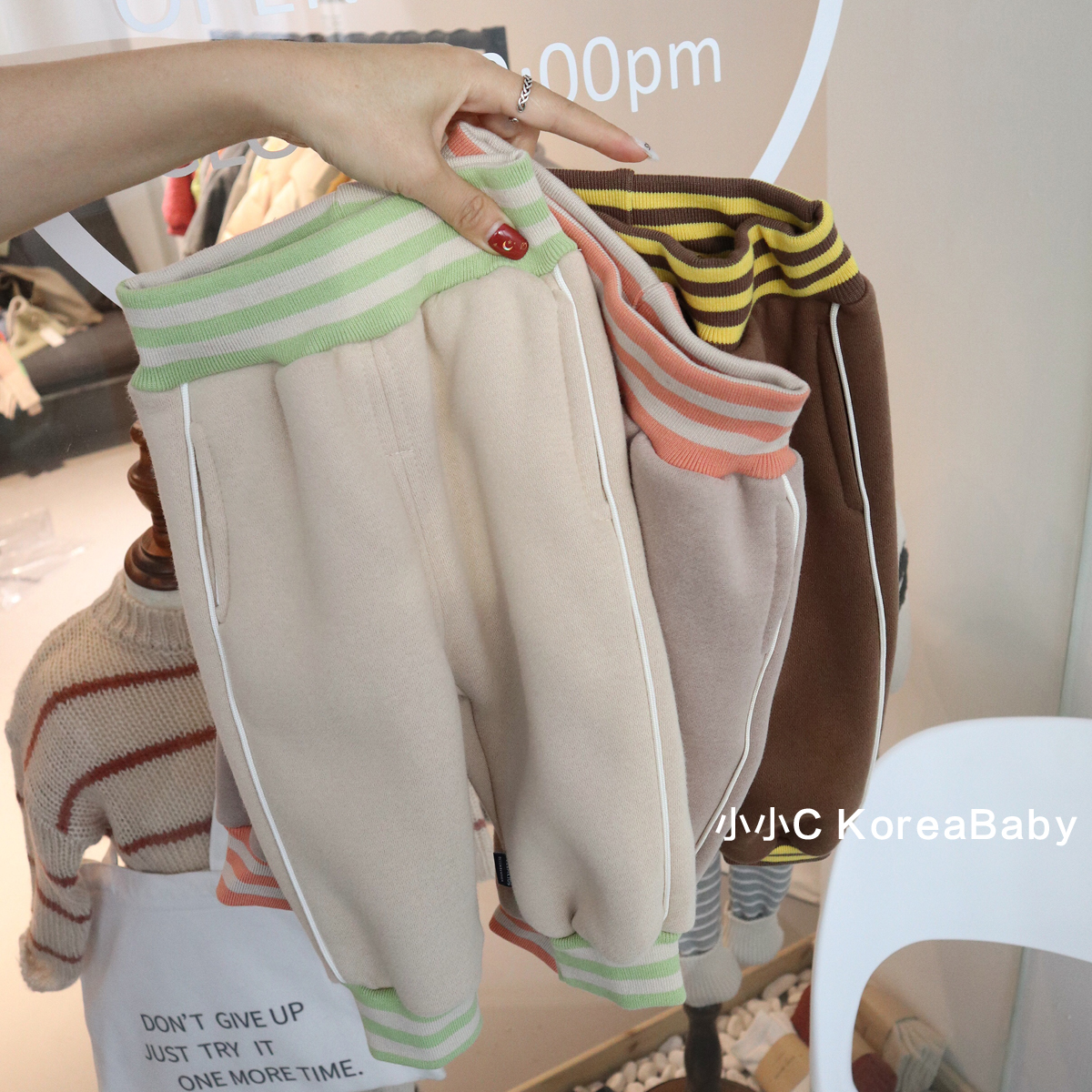 Soft waxy comfortable high-grade sense ~ color plus velvet Wei pants Korean baby clothing autumn and winter men's and women's baby warm thick pants