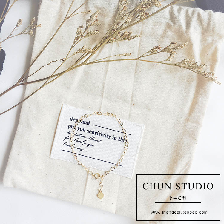 Handmade tùy chỉnh hoang dã dễ thương Mỹ 14K vàng lưu ý vàng rỗng tình yêu khâu vòng tay vòng chân bạn gái trang sức - Vòng chân lắc chân bạch kim
