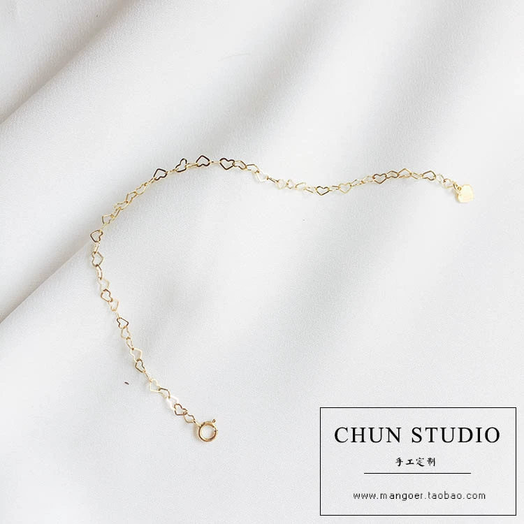 Handmade tùy chỉnh hoang dã dễ thương Mỹ 14K vàng lưu ý vàng rỗng tình yêu khâu vòng tay vòng chân bạn gái trang sức - Vòng chân vòng chân nữ đẹp