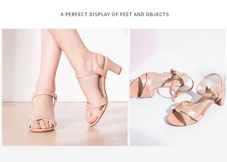 DUSTO / 2018 hè mới cao gót đơn giản dày với thời trang giày dép nữ thời trang DW18X1398A