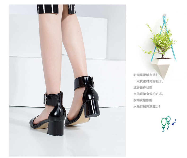 DUSTO Dadong 2017 hè cao gót mới dày với phiên bản tiếng Hàn của một đôi sandal khóa từ giày nữ DW17X1819A dép cói