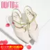 DUSTO / 2018 hè mới phiên bản Hàn Quốc của giày cao gót đế xuồng thời trang baotou sandal nữ DW18X1810A dép havaianas chính hãng Sandal