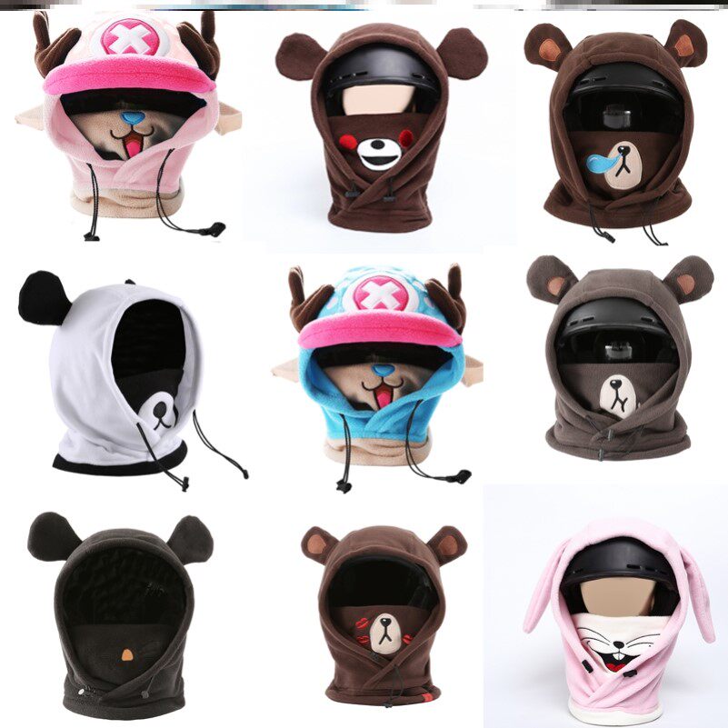 Single Double Board Ski Windproof Protective Face Mask Headgear Warm Cartoon Animal Indoor Outdoor Sports safety helmet hat