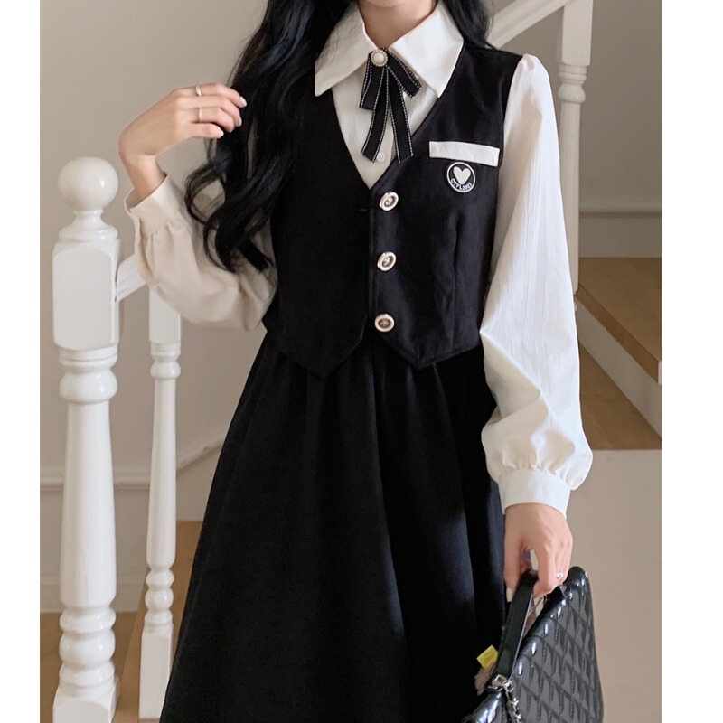 18-Year-Old Coming-Of-Age Ceremony Girl's Dress, High School Girl's Graduation Dress, Can Be Worn Casually, Young Girl's Dress, Spring and Autumn Long-Sleeved Dress