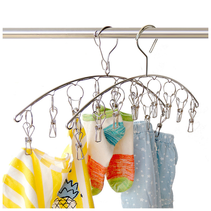 Clothes hanger Multi-clip Sun Socks Windproof Hooks Baby Clothesgrip Dorm Holder stockholder Stainless Steel Students