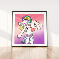 Doooogs) Original poster chest chest sunshine rainbow little white horse cute home decoration poster