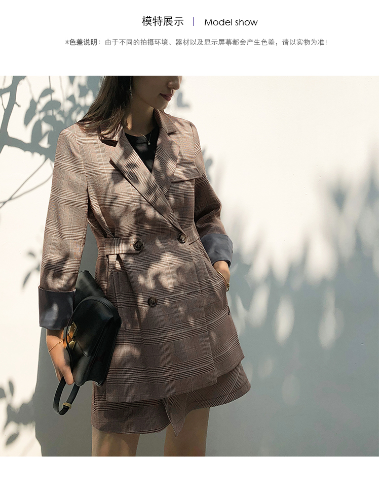 Bộ đồ vest nữ 2018 mới gió Anh sang trọng mùa xuân và mùa thu khí chất giản dị kẻ sọc retro mùa thu nhỏ vest kẻ nữ