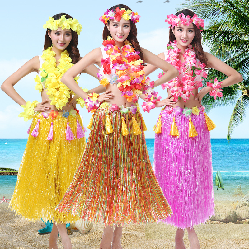 Hawaiian Hula Costume Adult Hula Full ThickEned Six-Piece Seaweed Dance Show Festival Party Party Evening