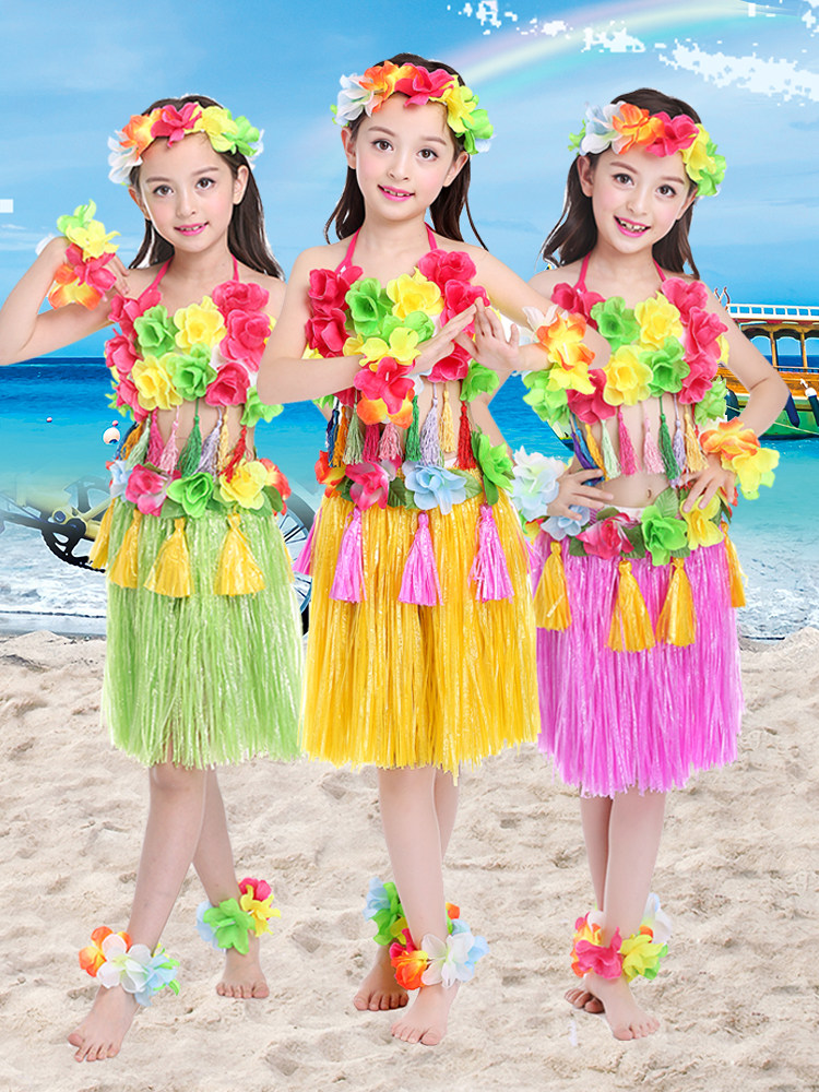 Hawaiian hula dance skirt Children's seaweed dance stage party Kindergarten performance area Material props wreath