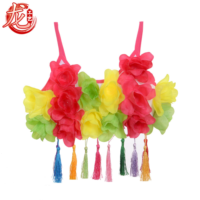 Children's tricolor flower corset flow comb pendant Hawaiian hula dance accessories performance dress-up products corsage