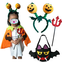  Halloween childrens cloak Pumpkin headband bat bag red three prongs Halloween decoration gift bag props