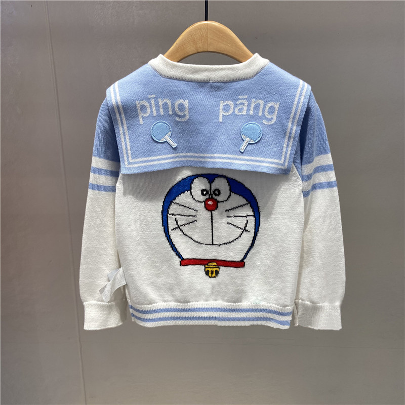 High-end custom children's clothing spring and autumn new girls' cartoon college style knitted cardigan children's baby foreign style sweater tide