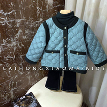 Korean childrens clothing 21 winter Korean style small fragrance suit girls childrens warm little girl fashionable jacket jeans