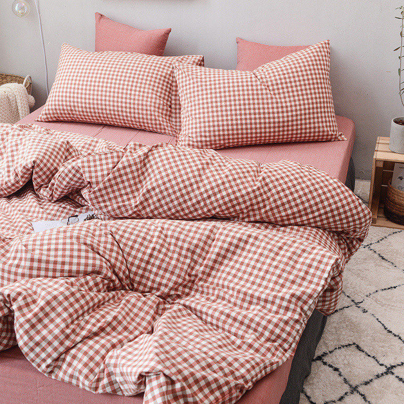 Full cotton washed cotton four pieces of covered quilt cover bed sheet bunk bed bag set to make custom extra-large kang pure cotton tatami