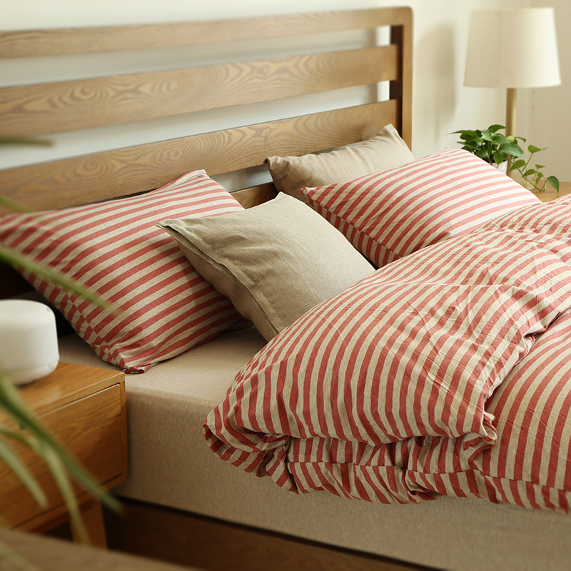 Tianzhu cotton knitted cotton four-piece cotton nude sleeping quilt cover quilt single bed sheet Casa solid color three-piece bed bag Group