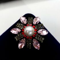 New Luxury Pearl Pink Rhinestone Mink Fur Coat Sweater Suit Jacket Decorative Hand Stitched Card No Buttonholes 45mm