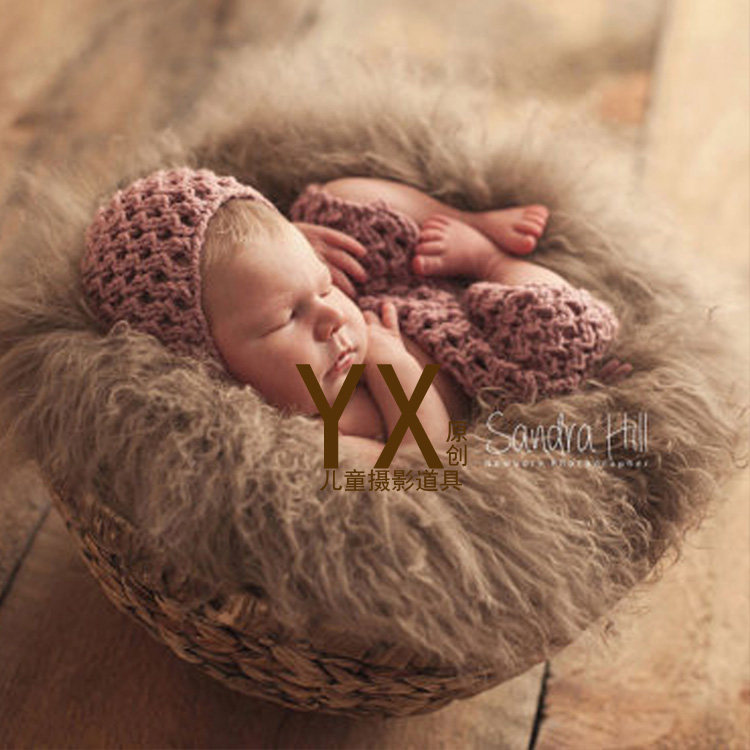 High-end photography pure wool blanket newborn photography children long hair background baby mat props theme