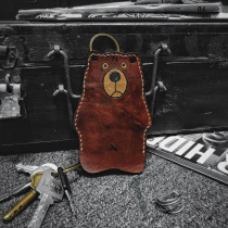 FENGMA sew horse retro handmade cowhide key bag couple creative bear key set personalized lettering