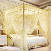  Three-door mosquito net household bracket fixed 1 8m bed floor new 1 2m encrypted thickened 1 5 easy to remove and wash