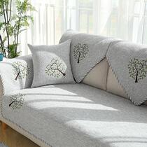  Gray sofa cushion four seasons universal fabric non-slip cotton and linen fashion cushion Nordic simple modern sofa cover towel