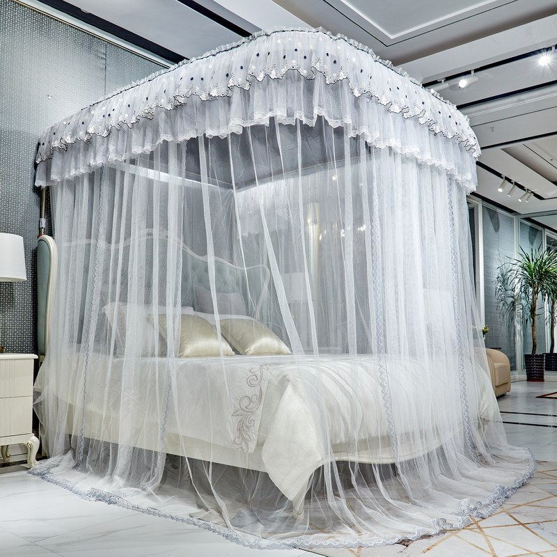 ALEX new high-end U-shaped rail mosquito net summer free installation of stainless steel bracket thickening encryption telescopic slide