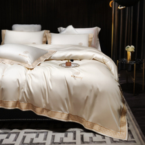  ALEX silky nude sleeping high-end 120 horse cotton embroidered bedding All-cotton quilt set Simple villa bedding set