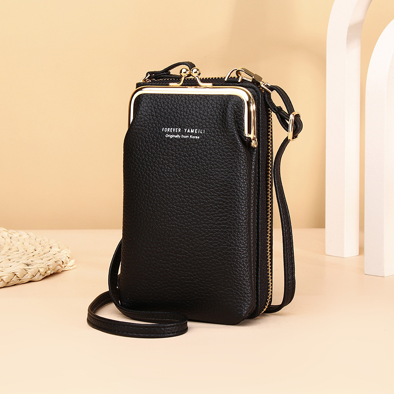 Korean version of the mobile phone bag women's coin purse multi-functional mini bag one-shoulder diagonal bag Japanese imitation leather casual light luxury advanced