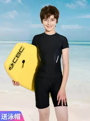 Boys, middle and college students, teenagers, two-piece short-sleeved pants set, professional training, quick-drying sunscreen swimsuit