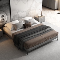 Nordic minimalist bed without bedside modern simple leather bed small apartment small apartment tatami bed with no backrest