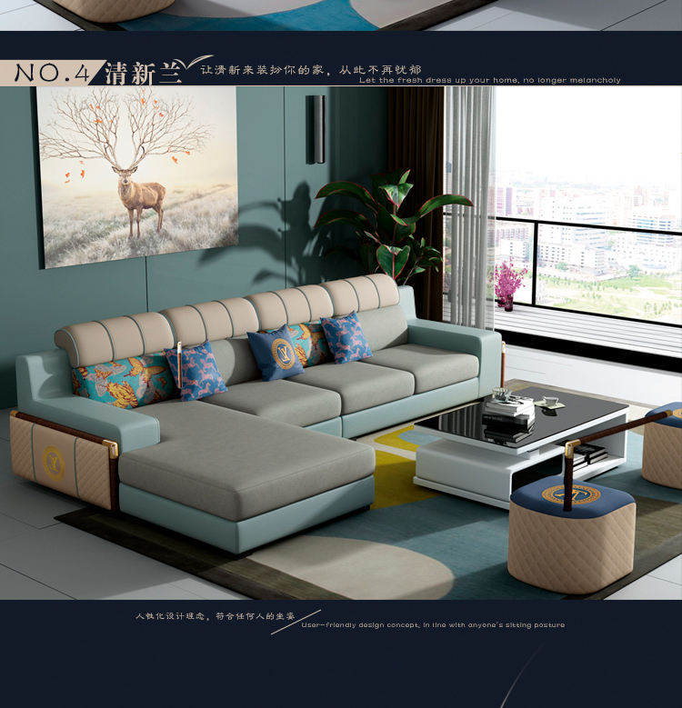 Vải sofa kết hợp phòng khách Bắc Âu hiện đại tối giản căn hộ nhỏ ánh sáng sang trọng công nghệ vải vải góc sofa - Ghế sô pha sofa văng