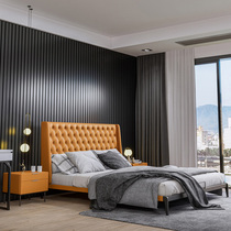 Leather bed Light extravagant modern master bedroom bed 1 8 m double bed modern minimalist Italian small apartment wedding bed