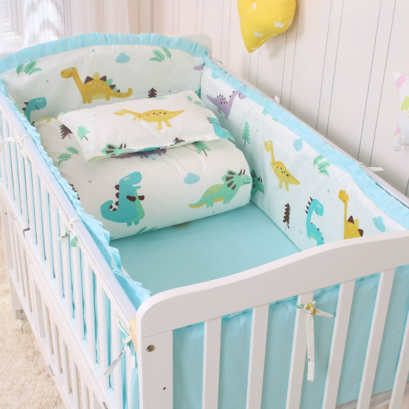 Bộ đồ giường cotton tùy chỉnh cho bé gói ba hoặc bốn miếng giường chống va chạm độc lập xung quanh tấm bông được đặt 4 tấm - Túi ngủ / Mat / Gối / Ded stuff