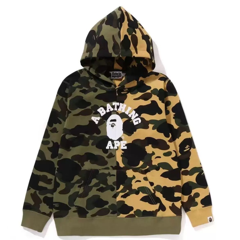 [Domestic Stock] Japanese Trendy Brand Bape Children's Clothing Authentic Color-Blocked Camouflage Ape Hoodie Pullover Sweatshirt