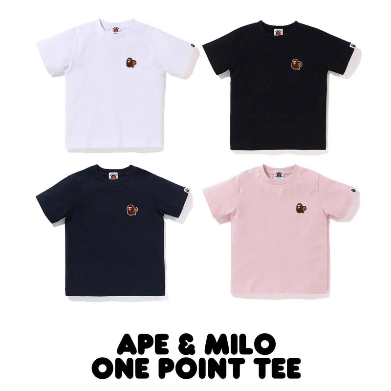 【15% off Countries Available】Japanese Trendy Brand Bape Children's Clothing Genuine Milo Ape Logo Solid Color Crew Neck Short-Sleeve T-Shirt