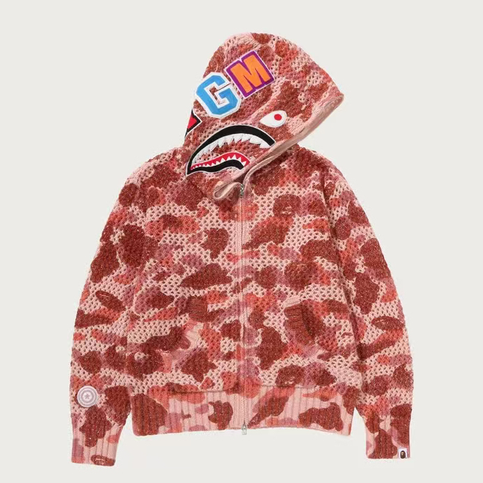 【Direct from Japan】Authentic Trendy Brand Bape Women's Hollow-Out Camouflage Shark Hooded Zip-Up Sweatshirt Jacket 【Direct from Japan】Authentic Trendy Brand Bape Women's Hollow-Out Camouflage Shark Hooded Zip-Up Sweatshirt Jacket