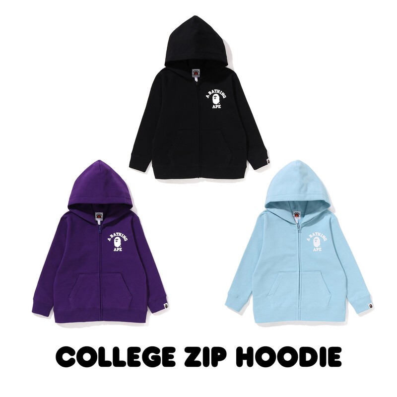 【Domestic Stock with Fleece Lining】Japanese Trendy Brand Bape Children's Clothing Authentic Ape Hoodie Zip-Up Jacket Sweatshirt