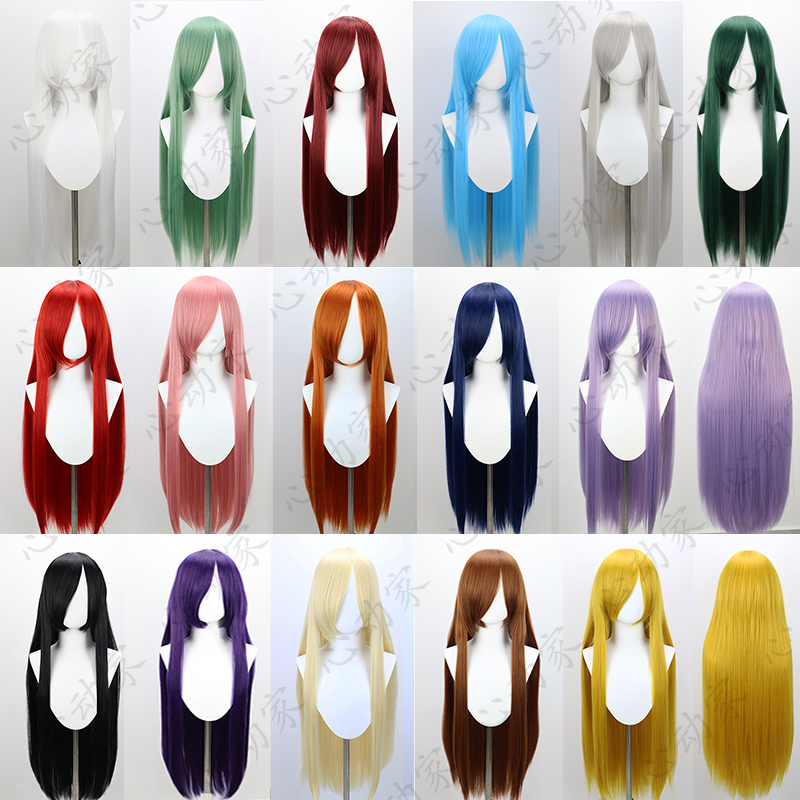 Heartbeat Home Hair Style Rose Net Versatile Long Straight Hair Wig Anime Long Bangs Wig 90cm No Short Hair Available