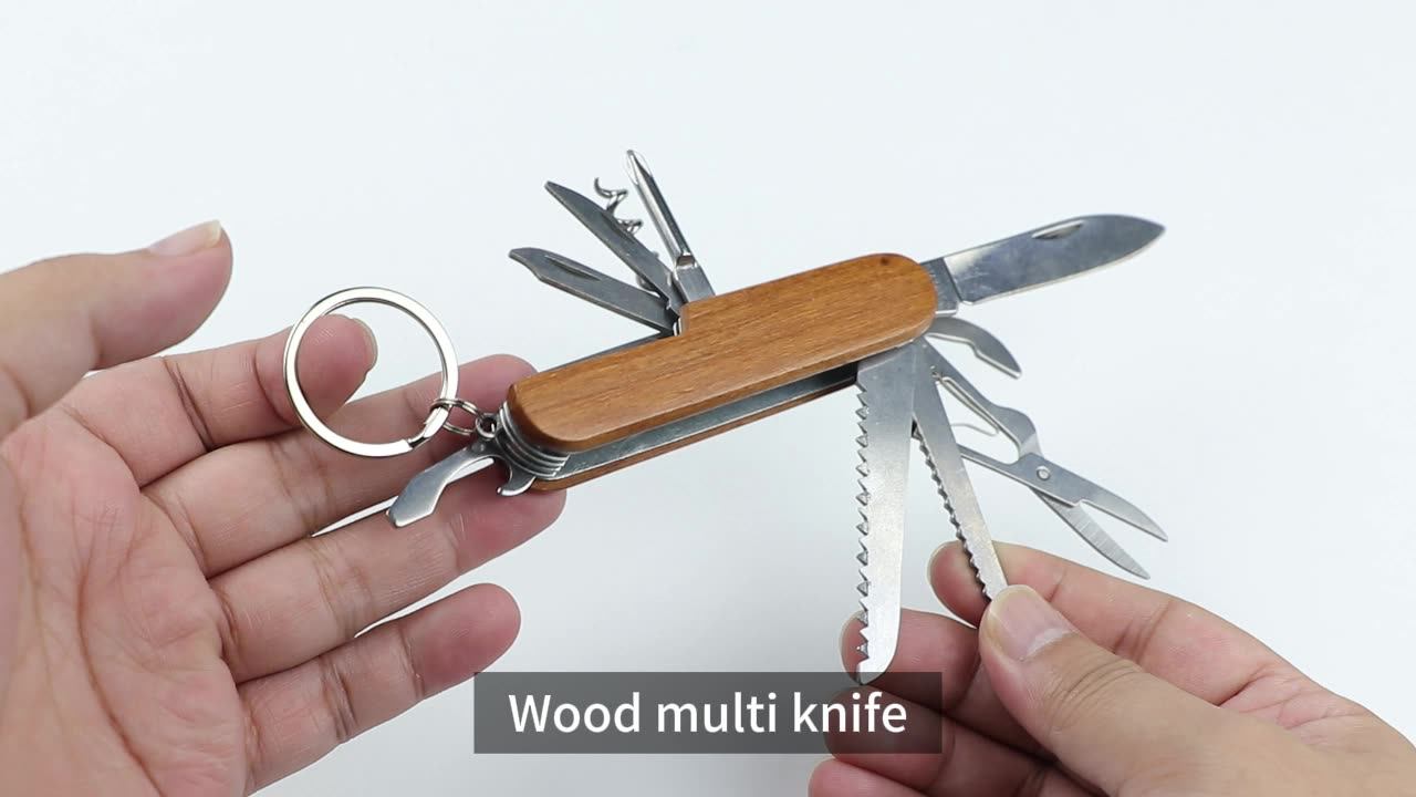 Wholesale Safety Blanks Wooden Multitool Knives Keychain Camping