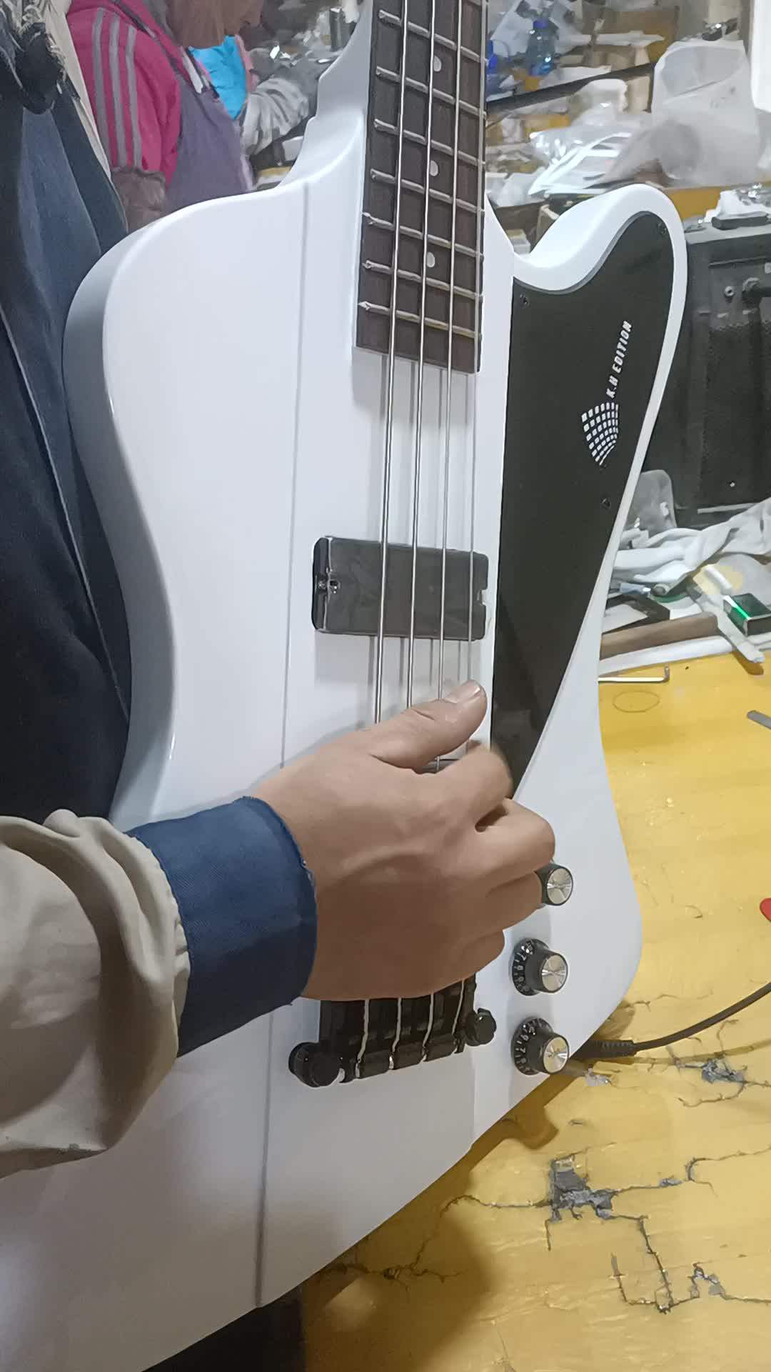 Flyoung Natural Wood Color Neck Through Body 4 Strings Electric Bass